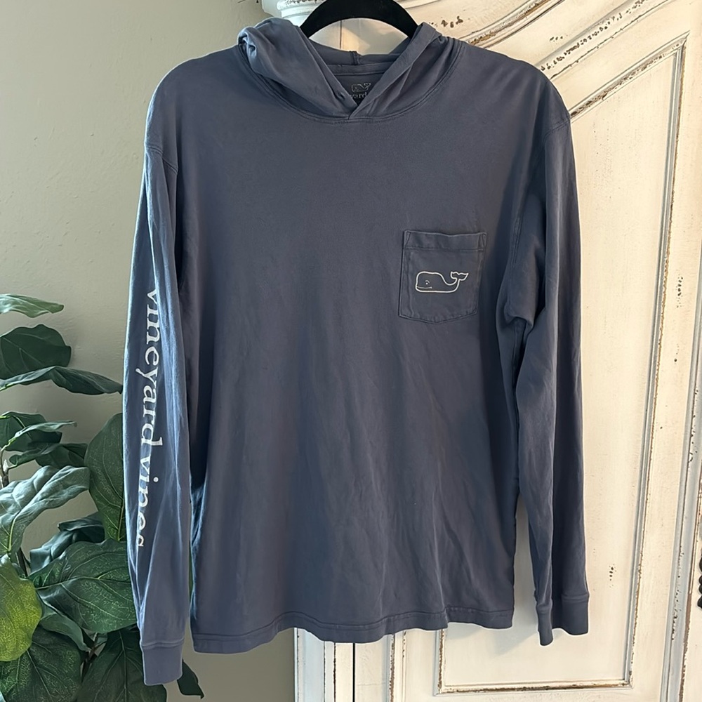 Vineyard Vines Hoodie Mens Small Long Sleeve Pullover Blueish Gray Whale